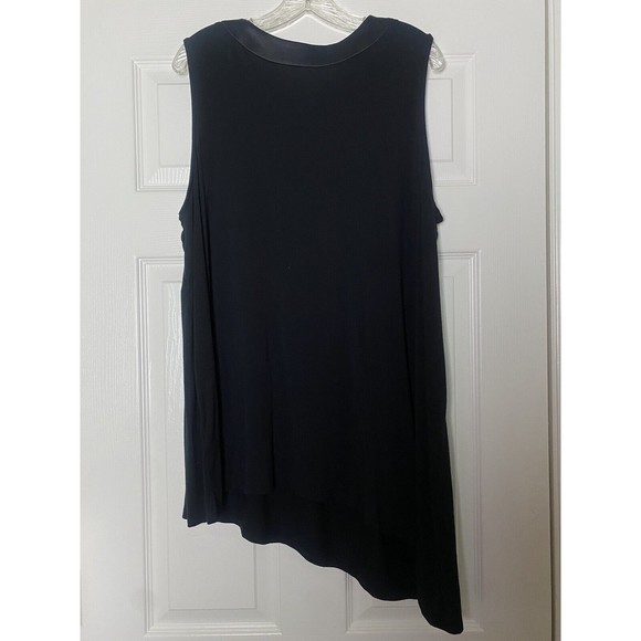 Lane Bryant Sleeveless Asymmetrical Black Tunic Top Size 18/20 Studded Stretchy - Picture 2 of 7